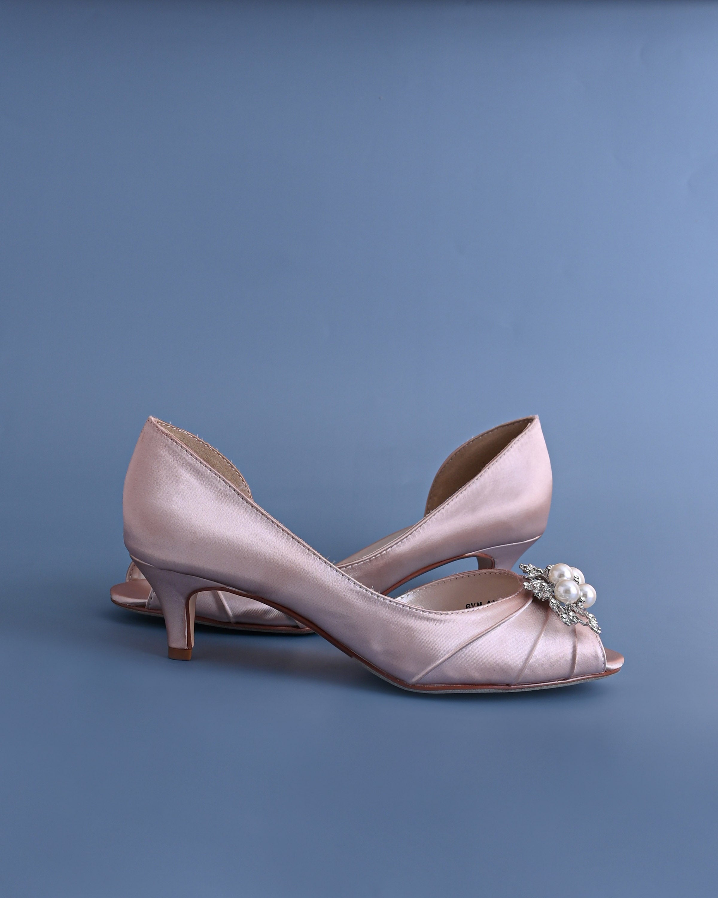 Abby Blush Wedding Shoes with Pearl & Crystal Adornment