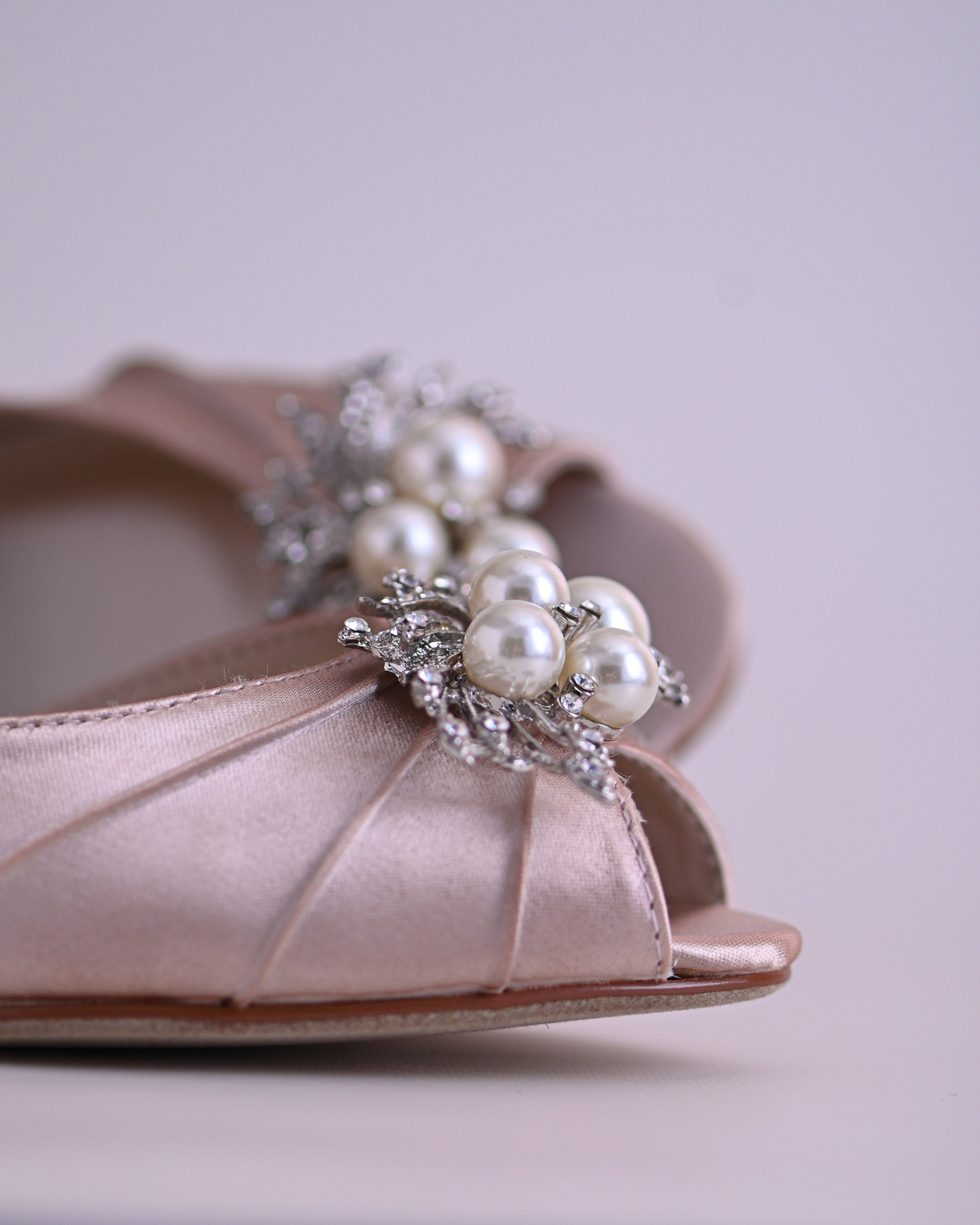 Abby Blush Wedding Shoes with Pearl & Crystal Adornment