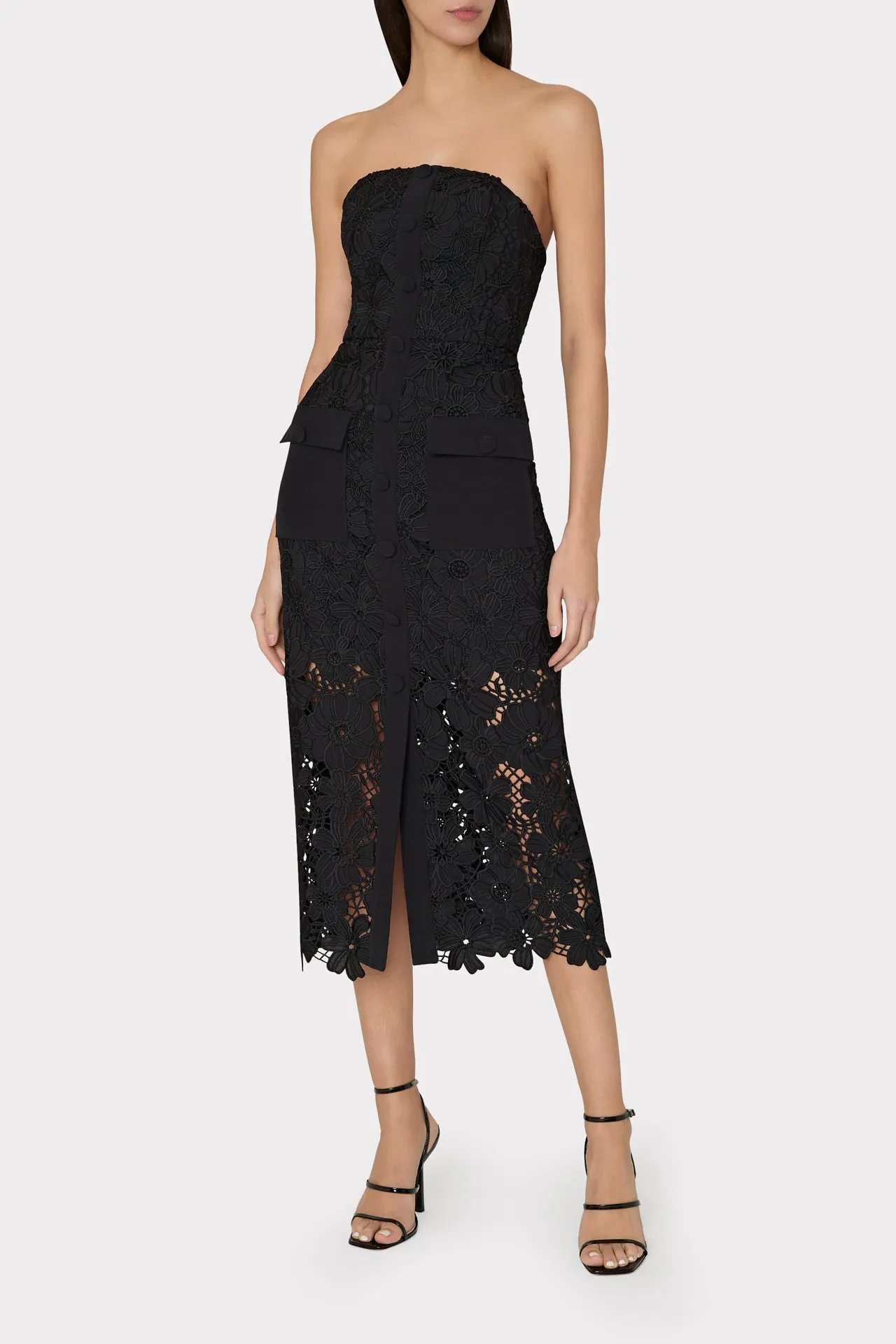 Adrienne Roja Lace Midi Dress