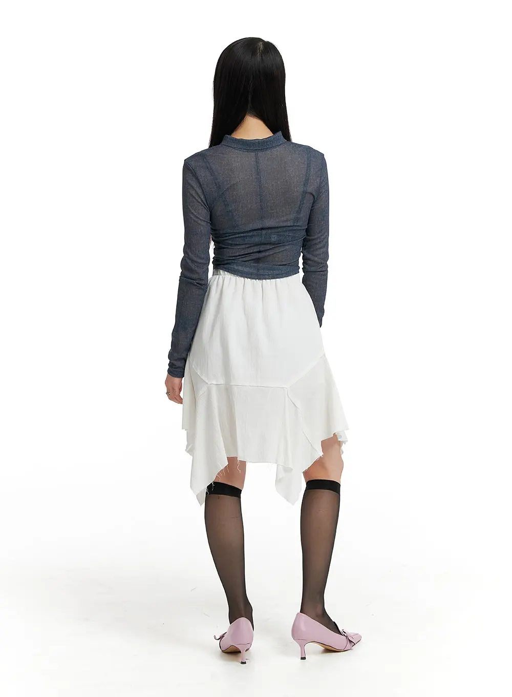 Asymmetrical Flare Midi Skirt IF423