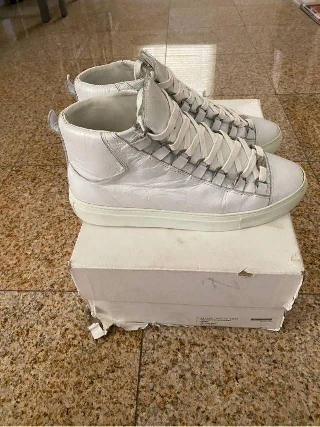 Balenciaga Arena Leather High-Top Sneaker ‘Extra Blanc’