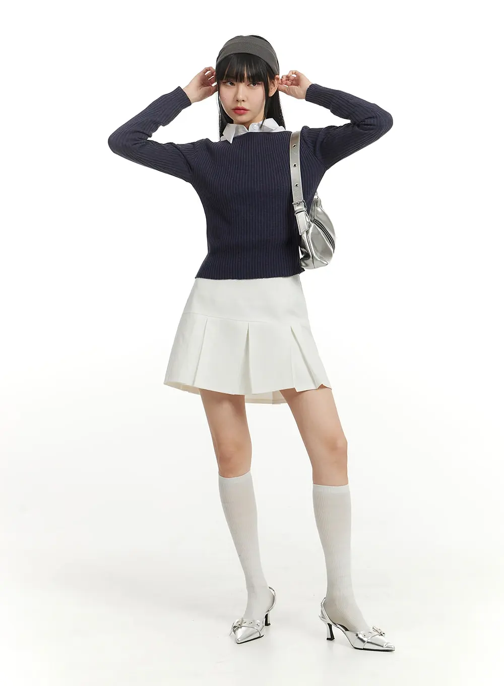 Basic Cotton Pleated Mini Skirt IM406