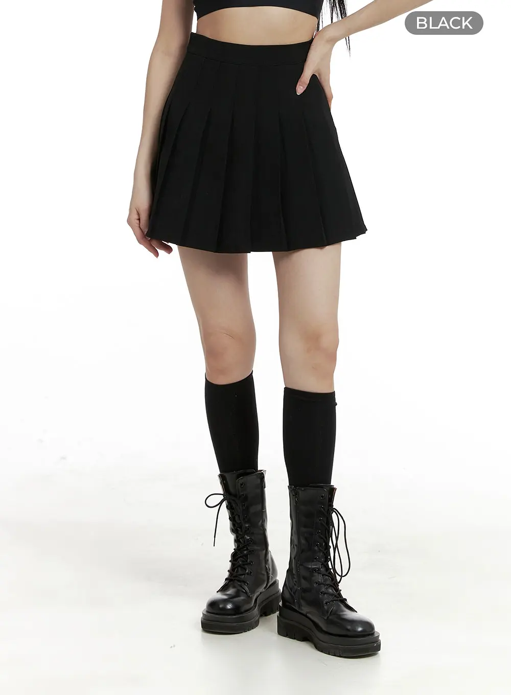 Basic Cotton Pleated Mini Skirt OM426