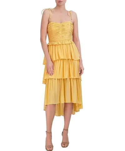 Bcbgmaxazria Womens Hi-Low Tiered Midi Dress