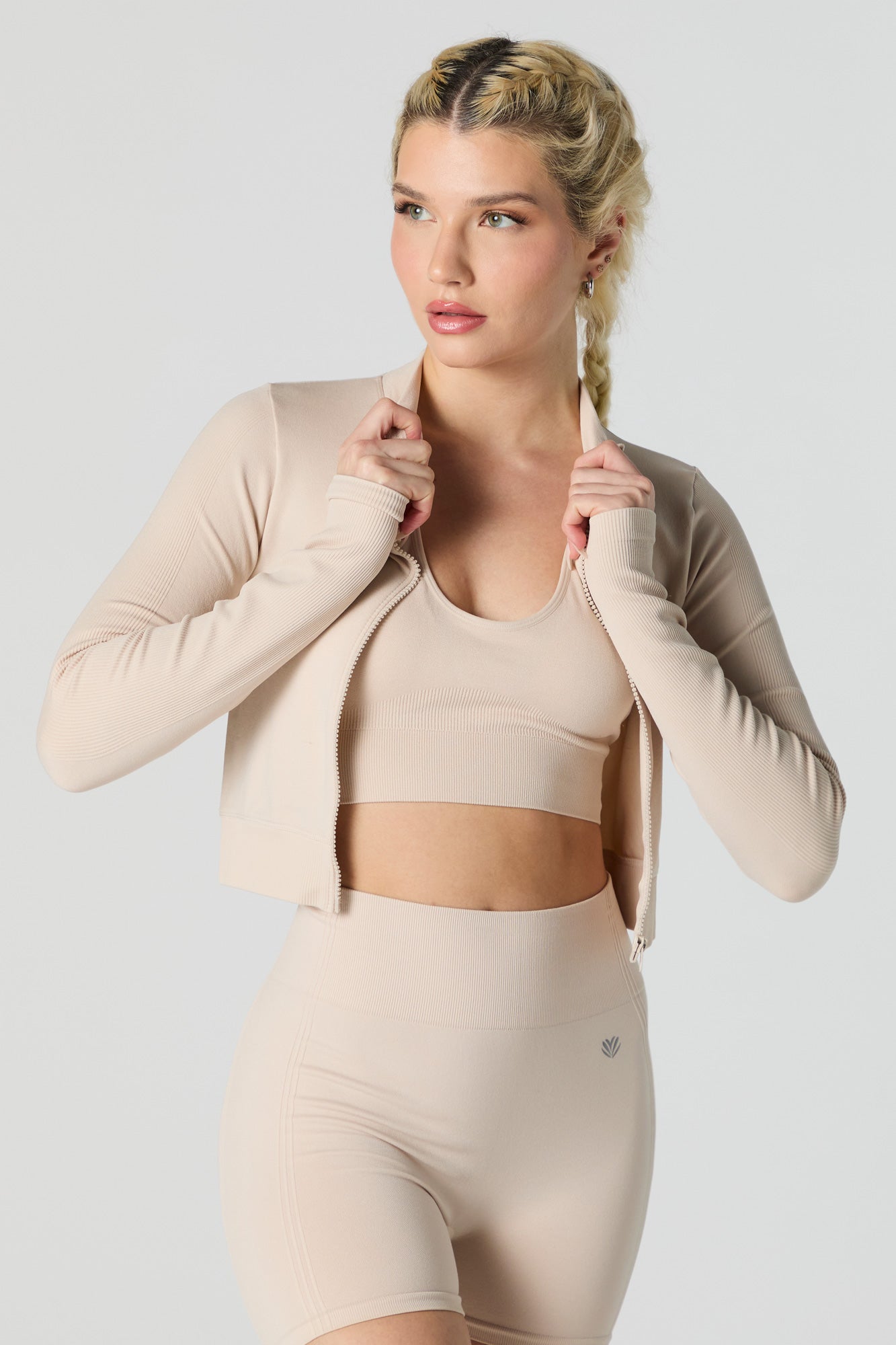 Blouson Active côtelé sans couture avec fermeture à glissière