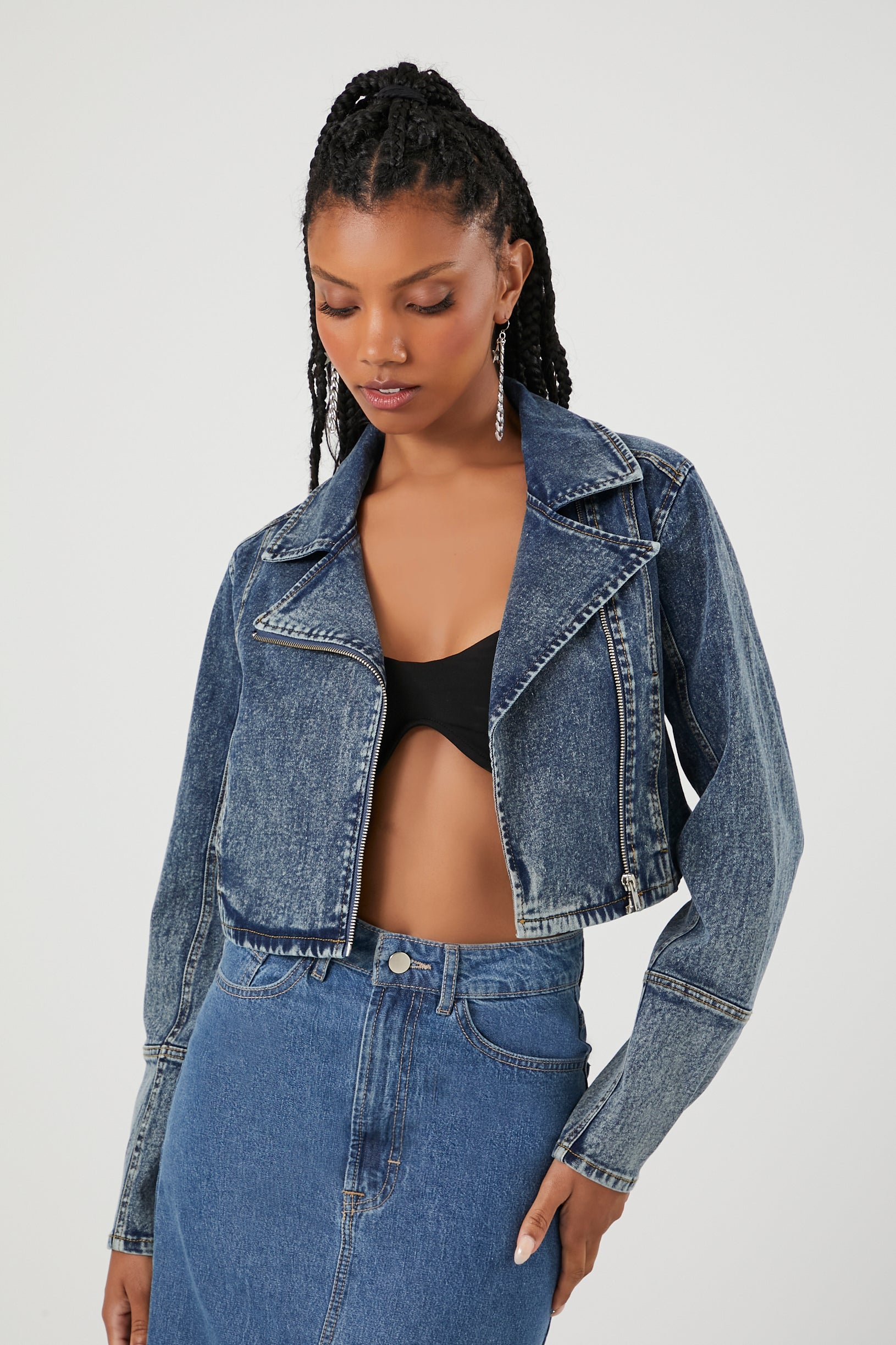 Blouson de style moto en denim