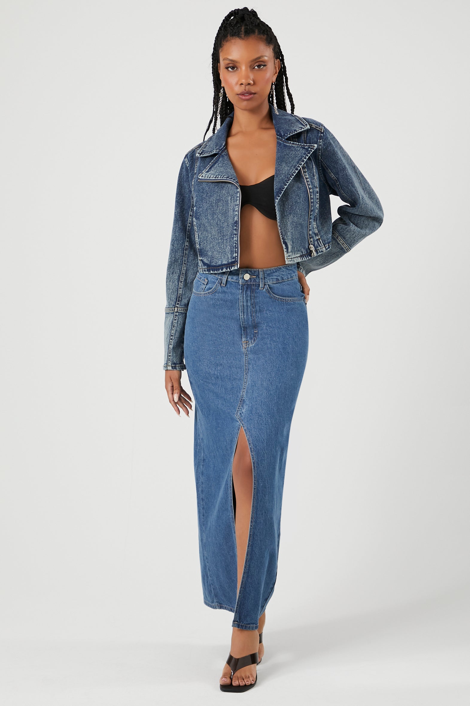 Blouson de style moto en denim