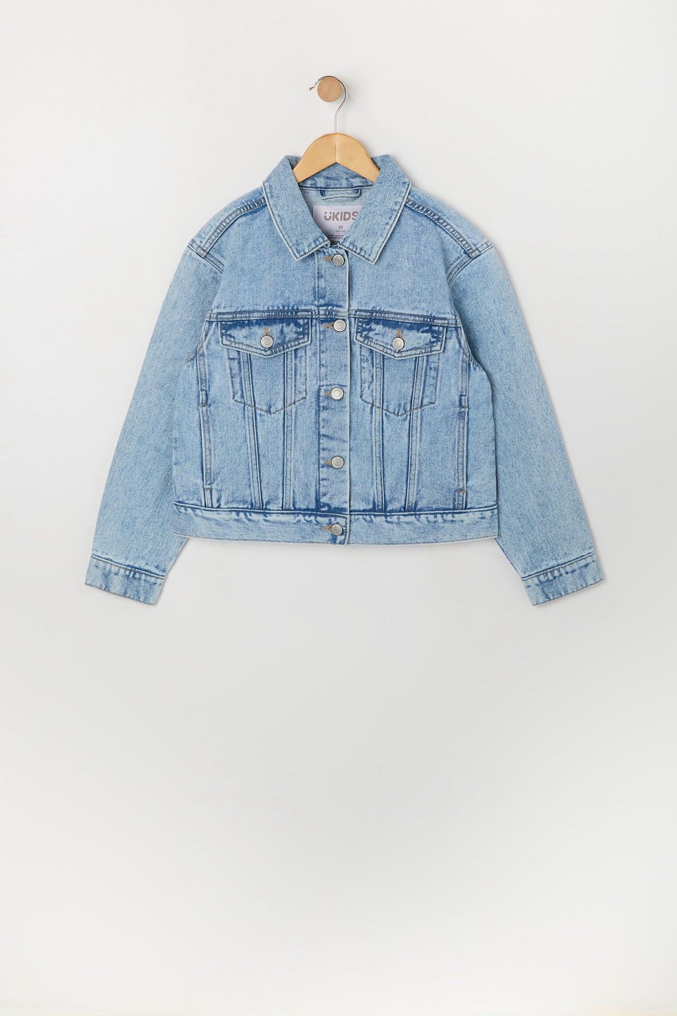 Blouson en denim délavé foncé pour fille