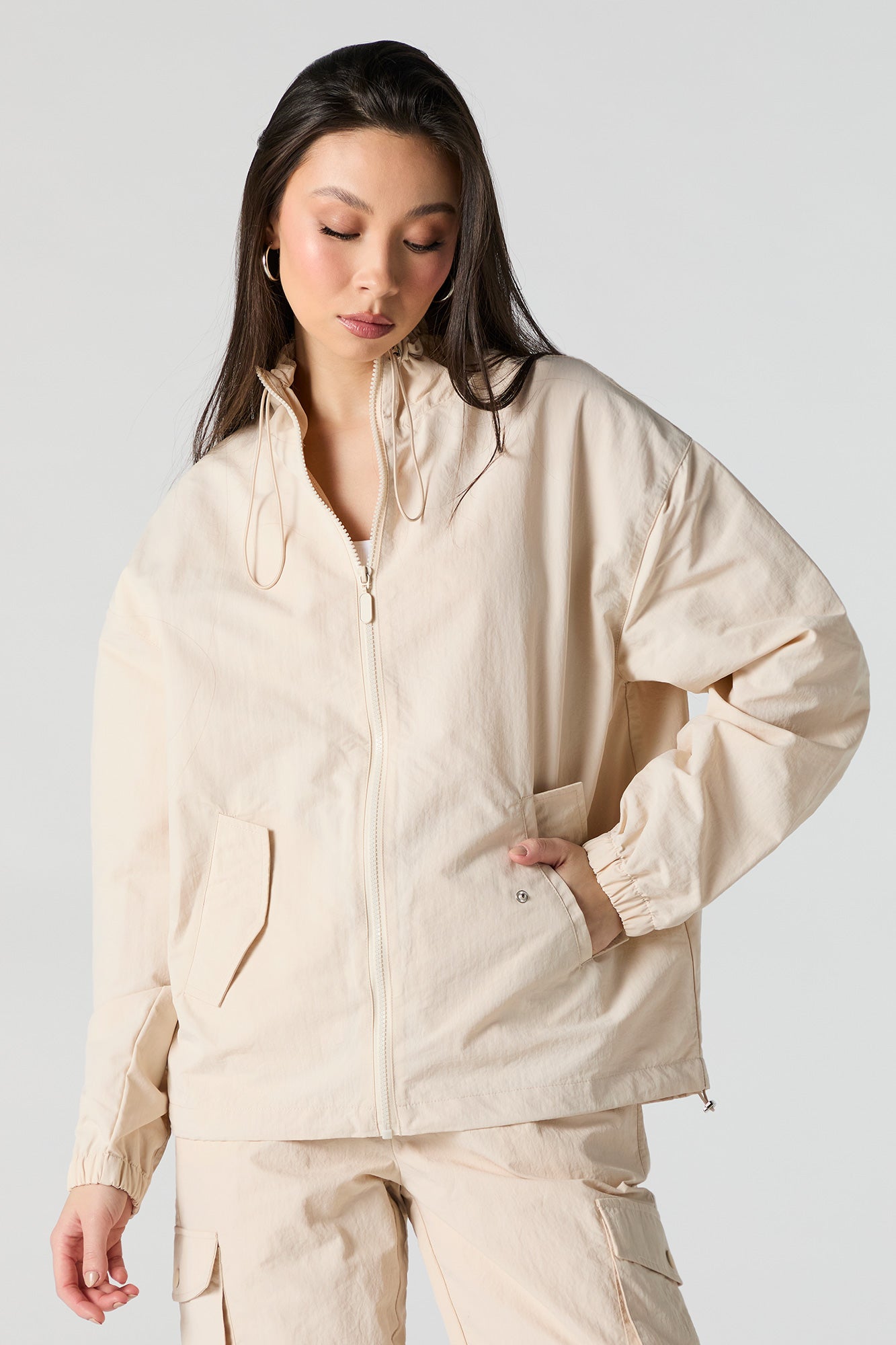 Blouson en nylon avec fermeture à glissière