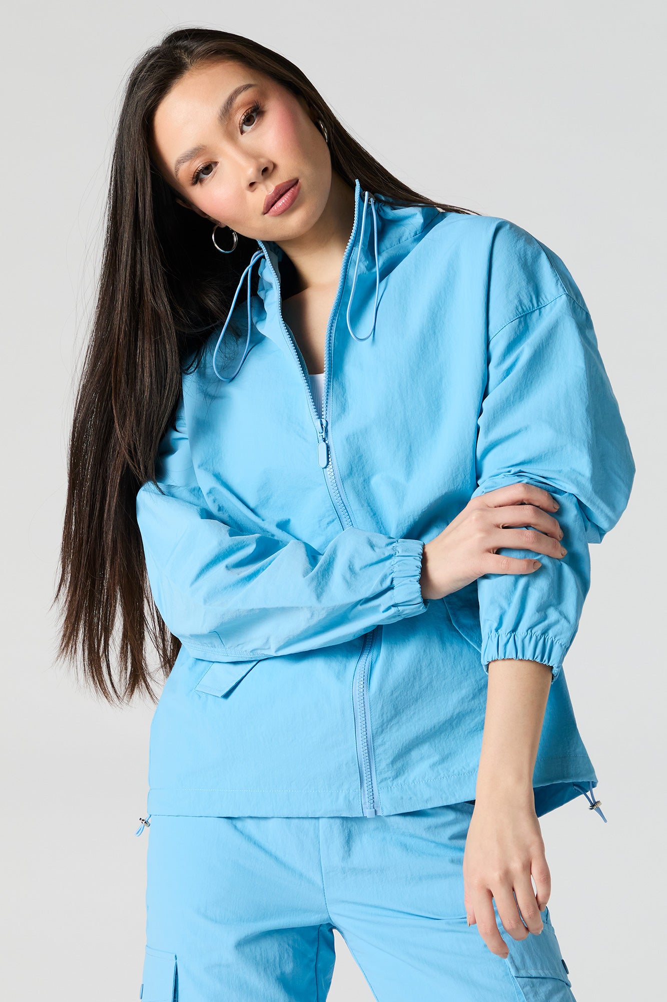 Blouson en nylon avec fermeture à glissière