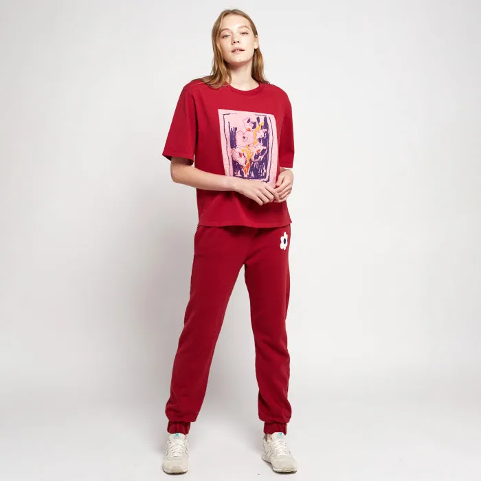 Bobo Choses Woman Flower Jogger Pants Burgundy Red