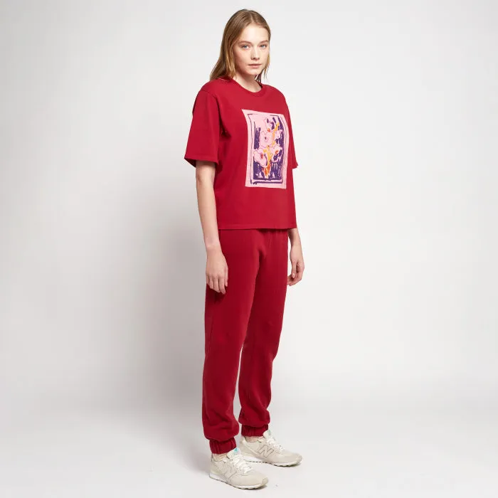 Bobo Choses Woman Flower Jogger Pants Burgundy Red