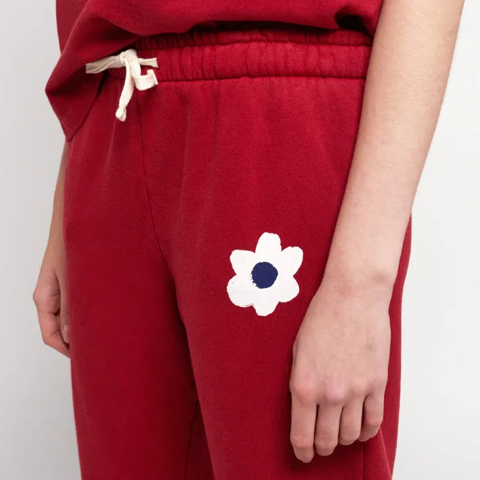 Bobo Choses Woman Flower Jogger Pants Burgundy Red