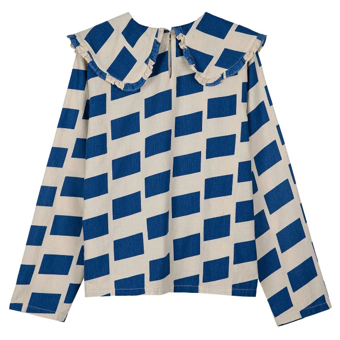 Bobo Choses Woman Wide Collared Check Shirt Off White