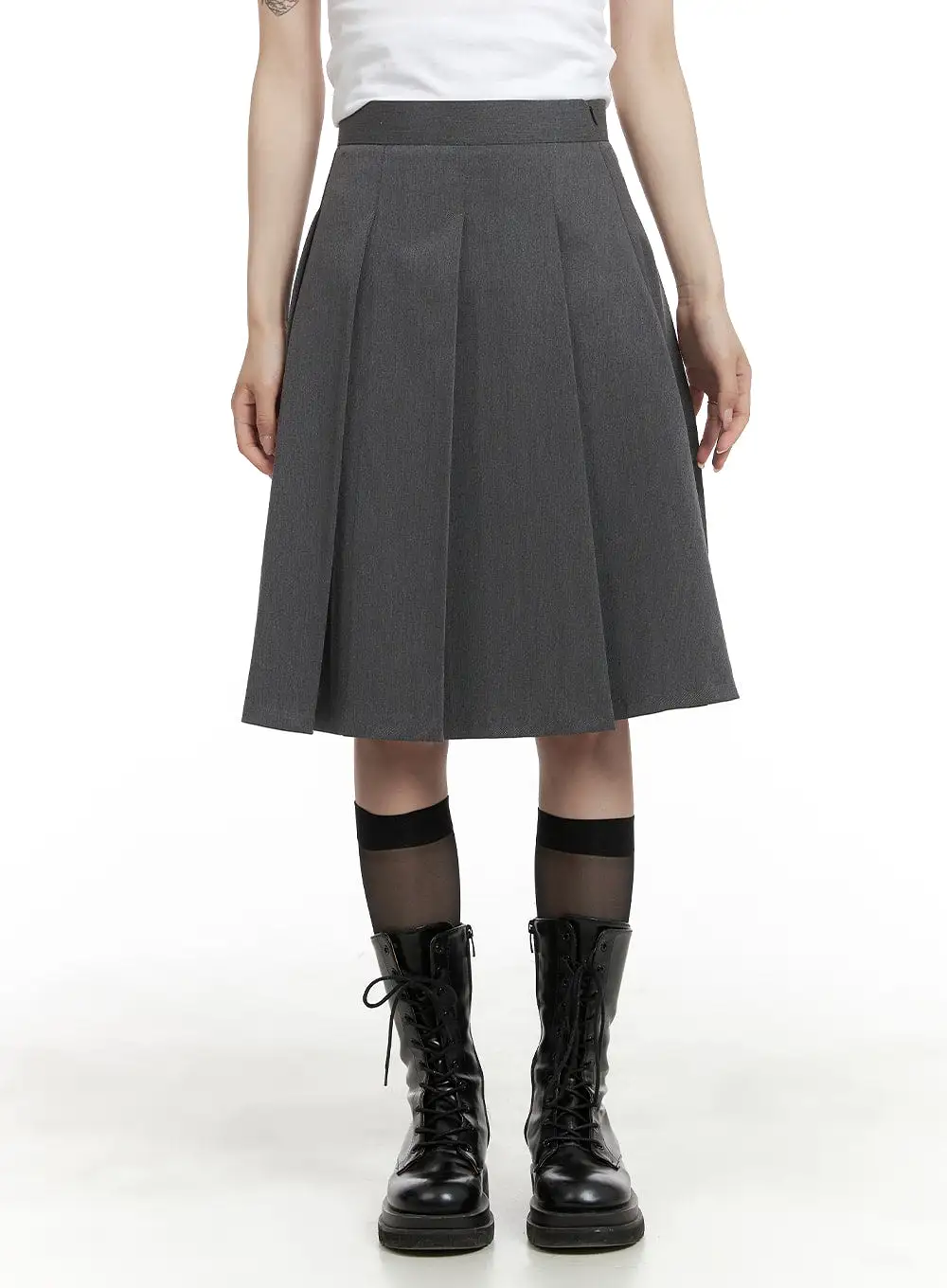 Box Pleated Midi Skirt CA404