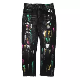 Boys all-over multi-color black jeans