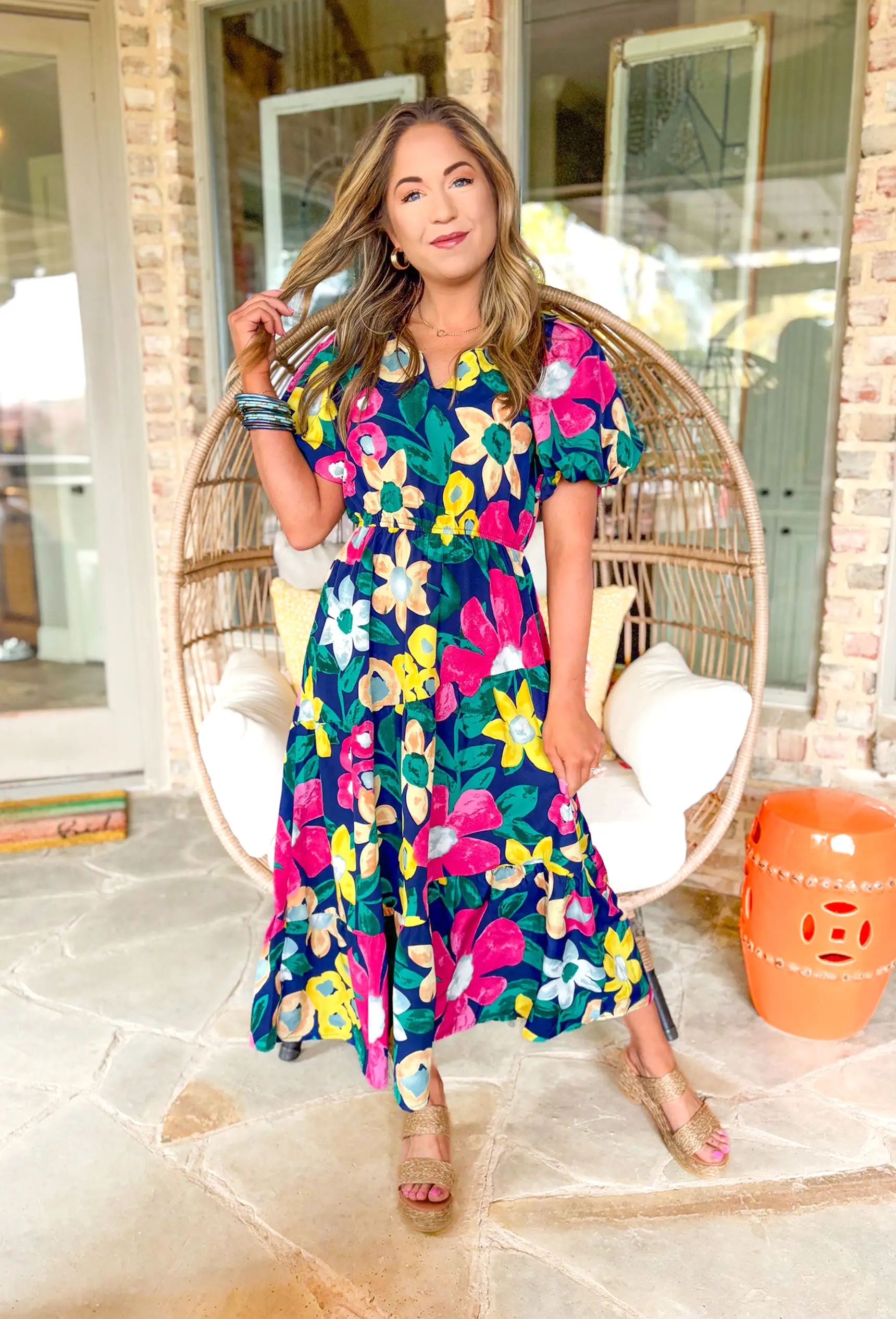 Brunch In Nashville Floral Midi Dress