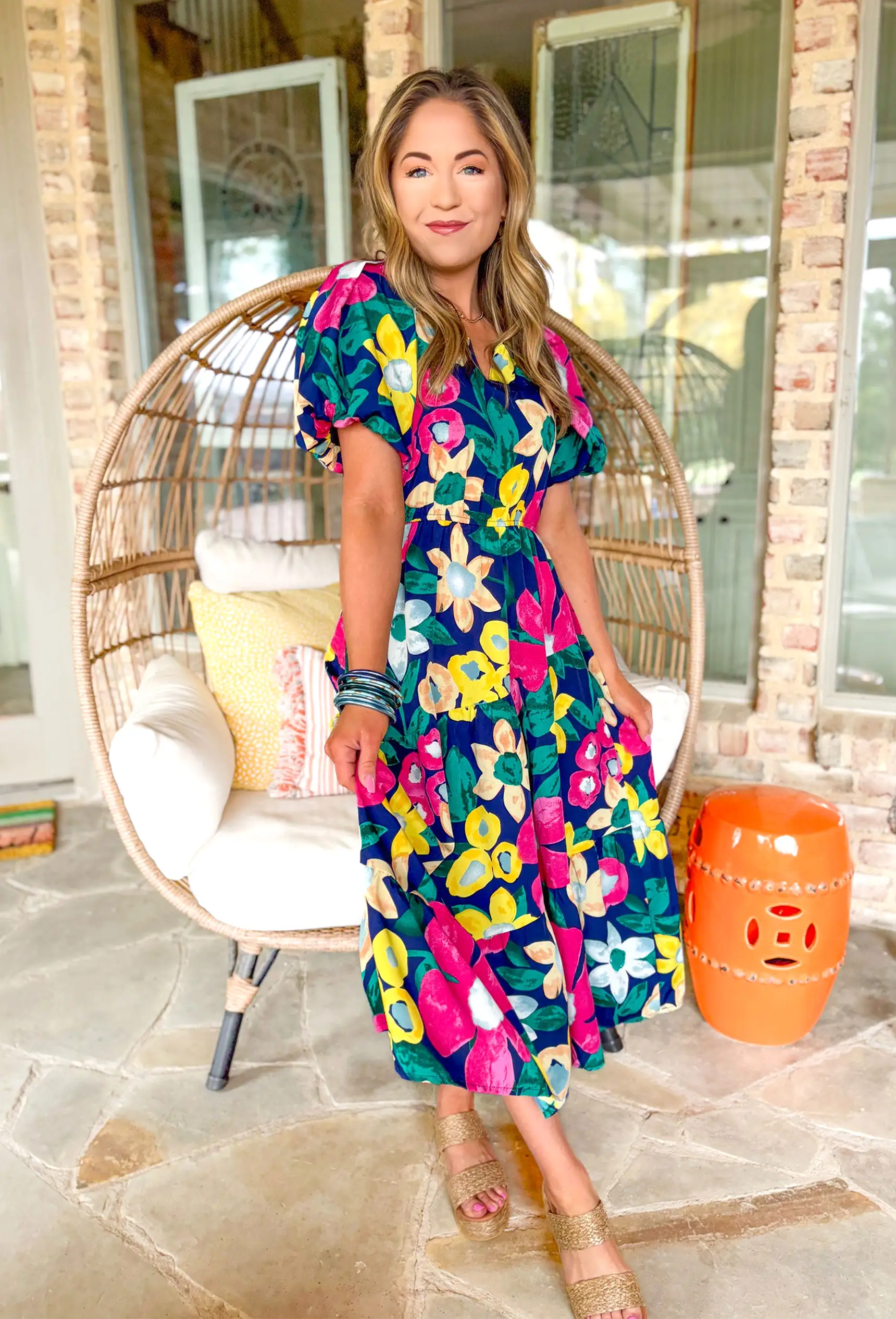 Brunch In Nashville Floral Midi Dress