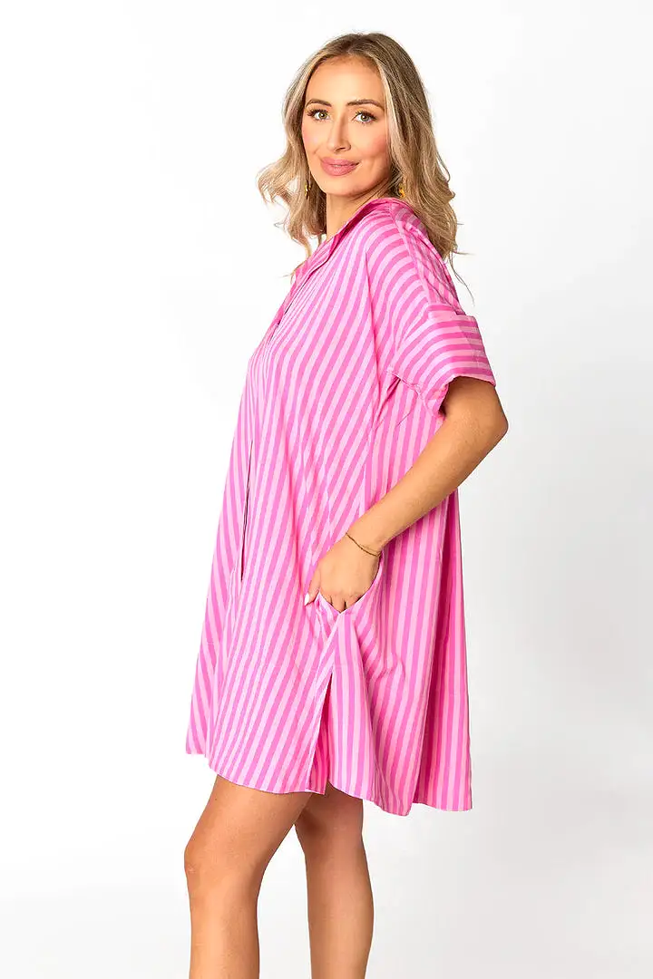 BUDDYLOVE STEVIE SHIRT DRESS - BUBBLE GUM