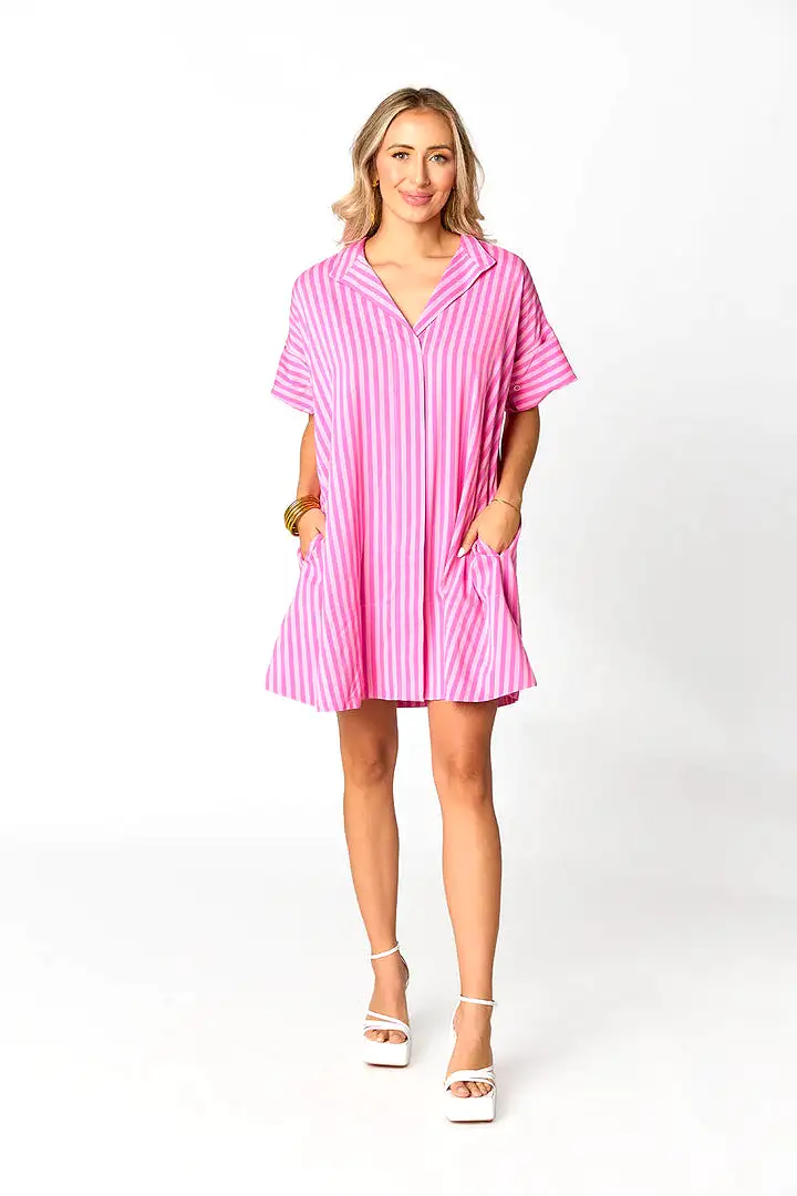 BUDDYLOVE STEVIE SHIRT DRESS - BUBBLE GUM