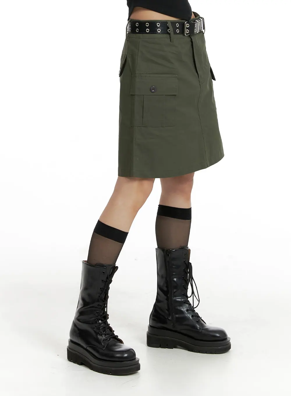 Cargo Midi Skirt with Belt CF428