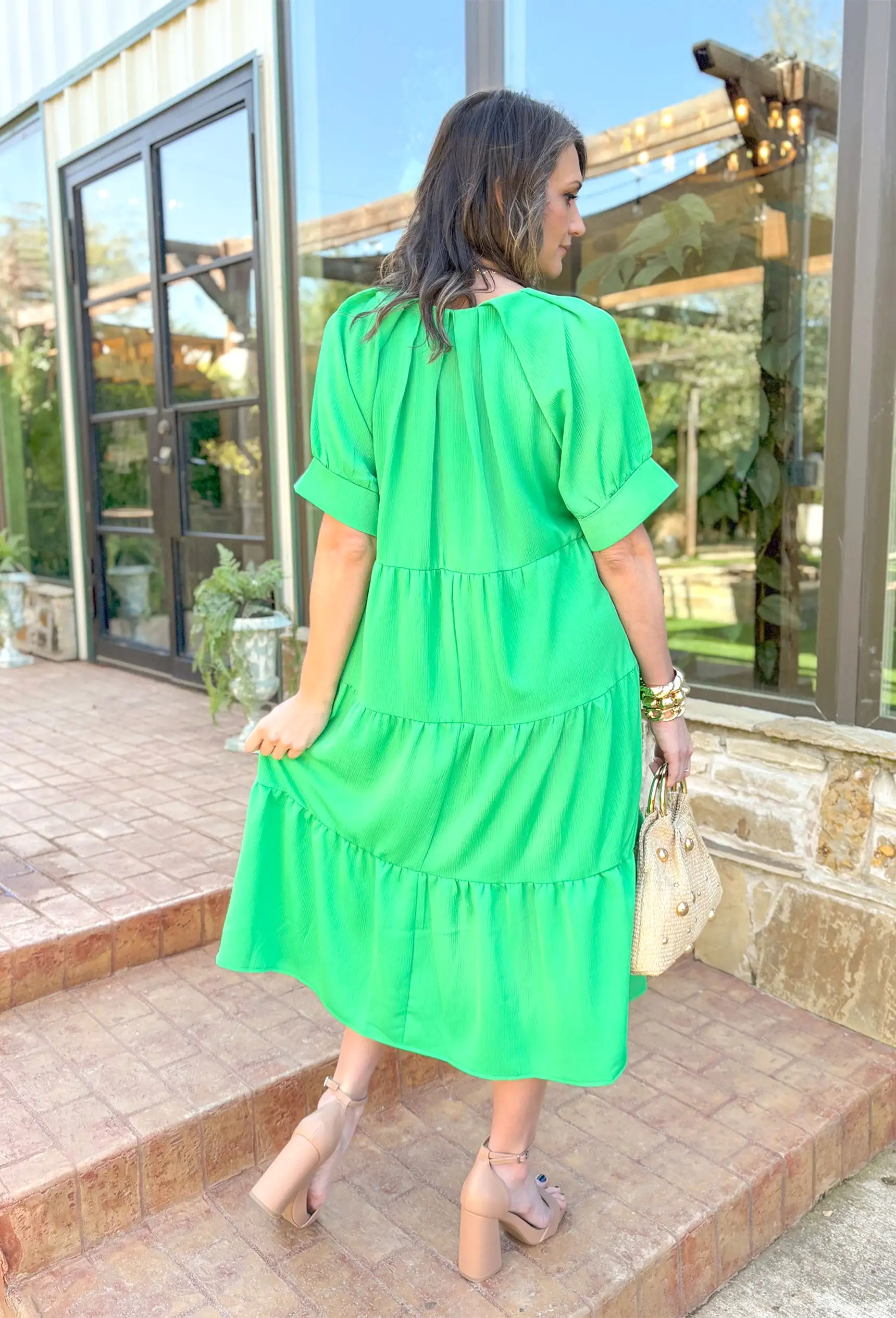 Caught Feelings Midi Dress in Green