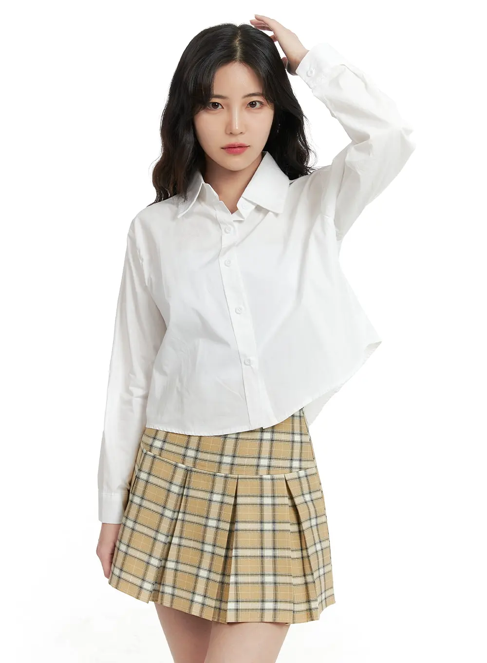 Checkered Pleated Mini Skirt OM425