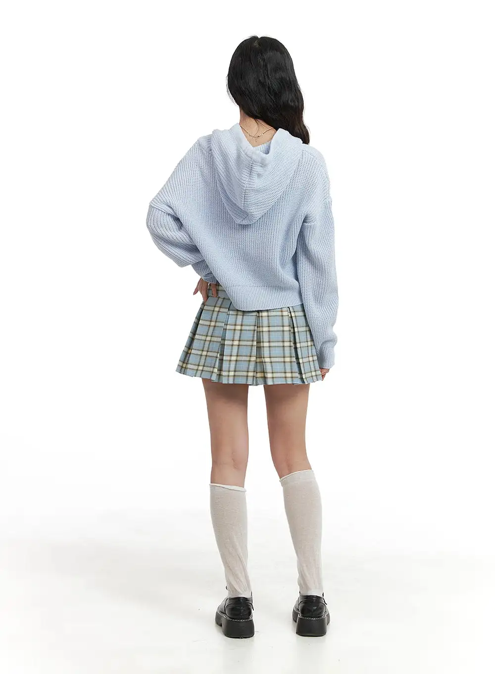 Checkered Pleated Mini Skirt OM425