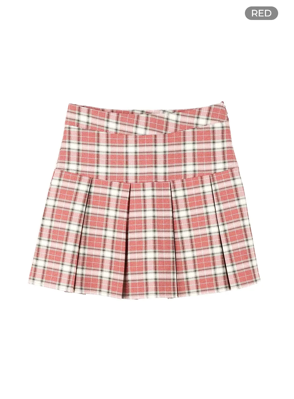 Checkered Pleated Mini Skirt OM425