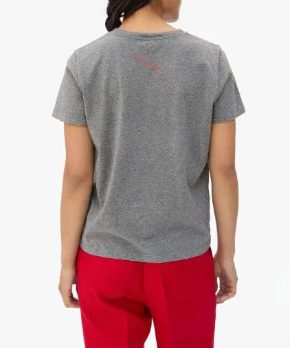 Clare V. Classic Ciao Tee - Grey/Neon Coral - FINAL SALE