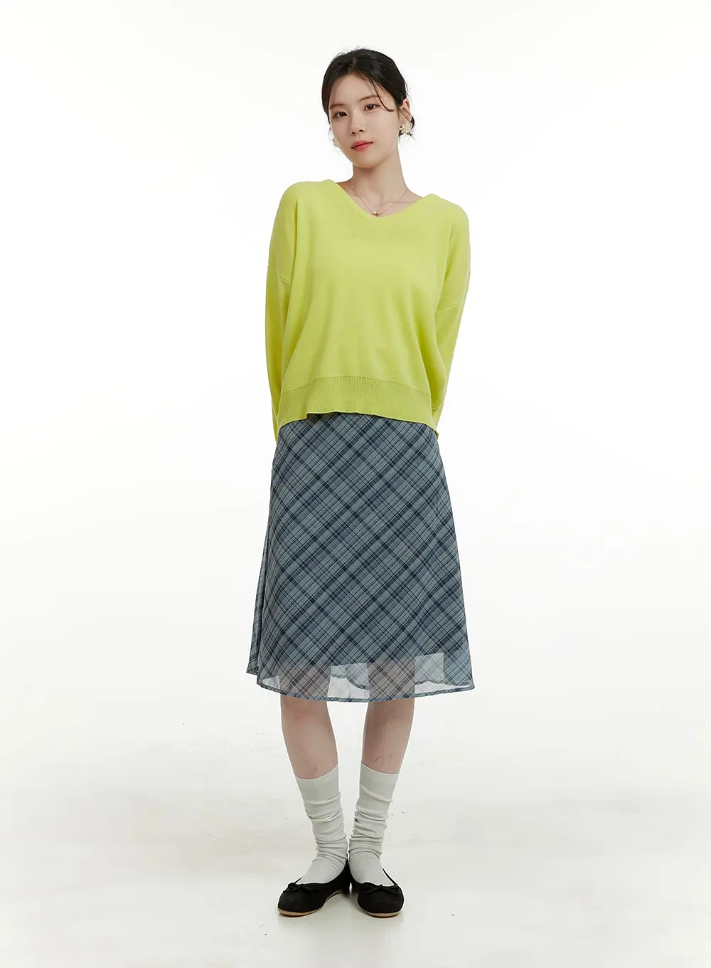 Classic Plaid Midi Skirt OA405