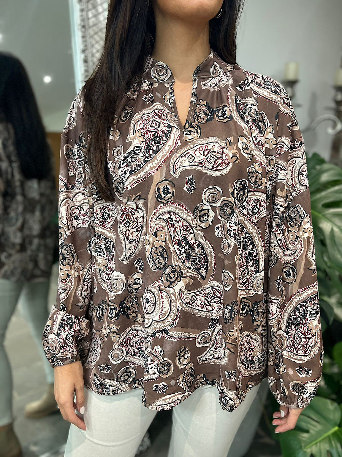 Coffee Paisley Sketch Blouse Elsie