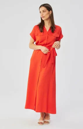 Coral orange maxi shirt dress