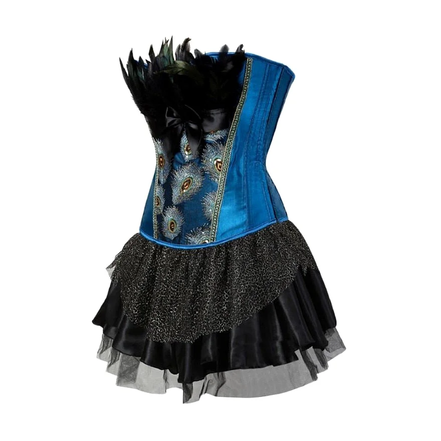 Corset Dress Drag Peacock (Blue & Black)