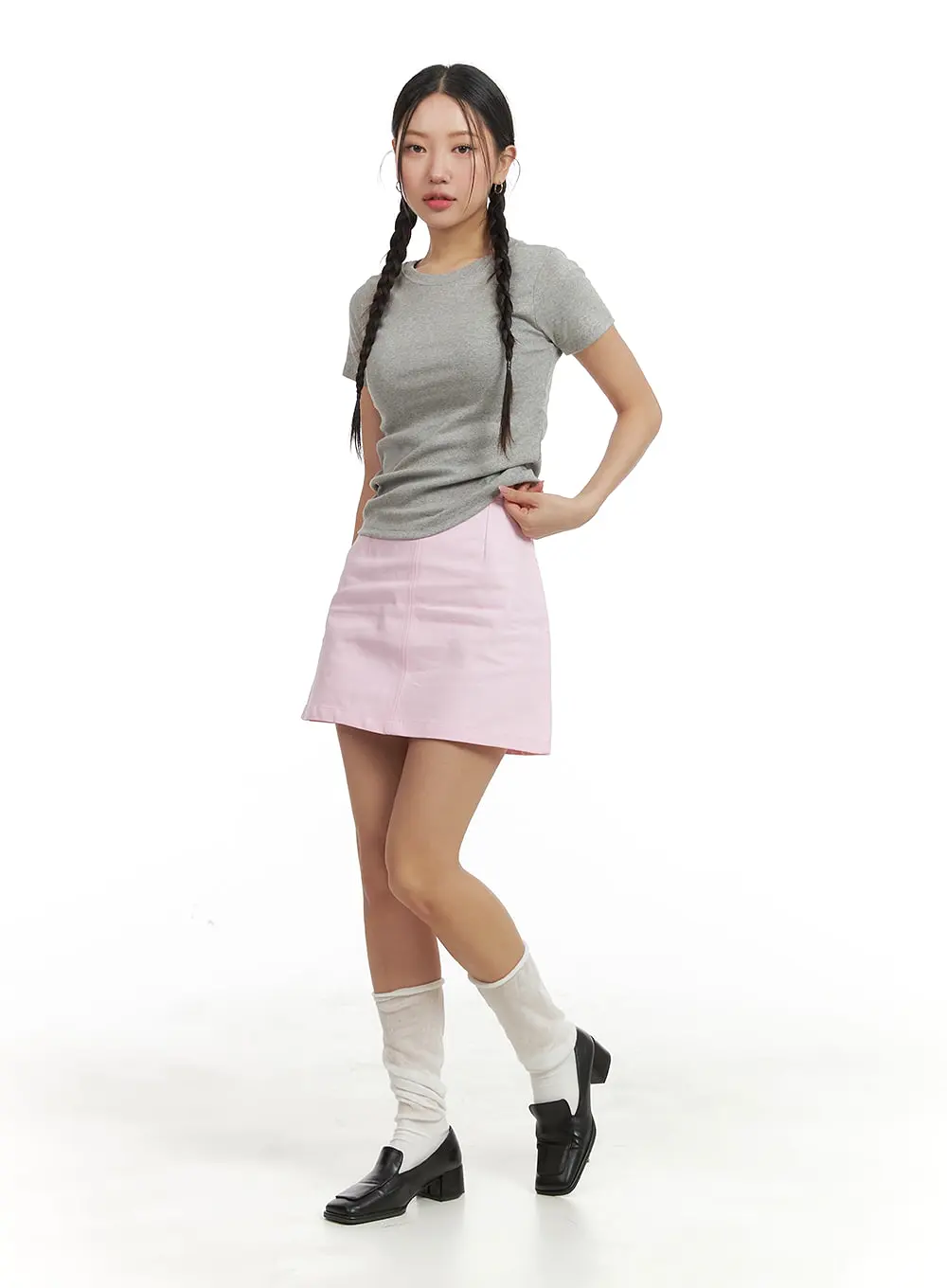 Cotton Solid Mini Skirt OM429