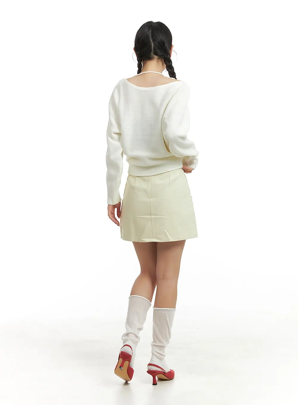 Cotton Solid Mini Skirt OM429