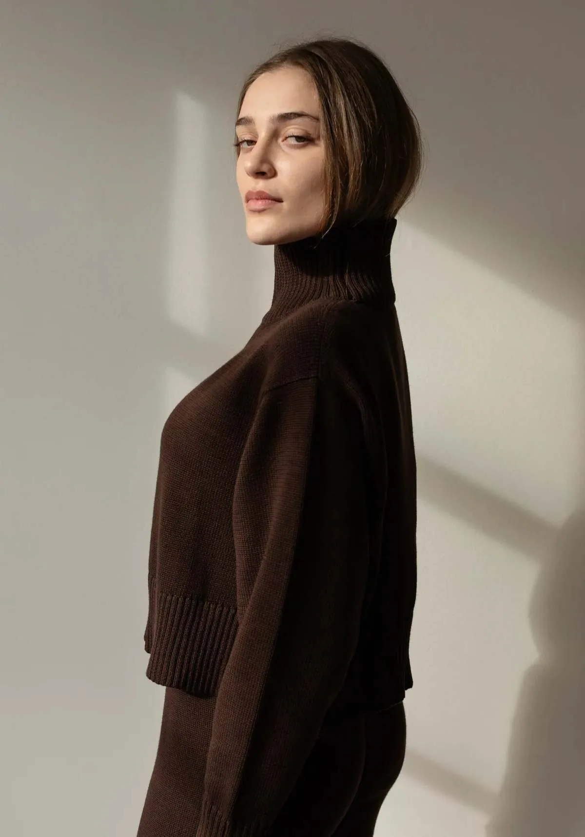 Crop Turtleneck - Walnut