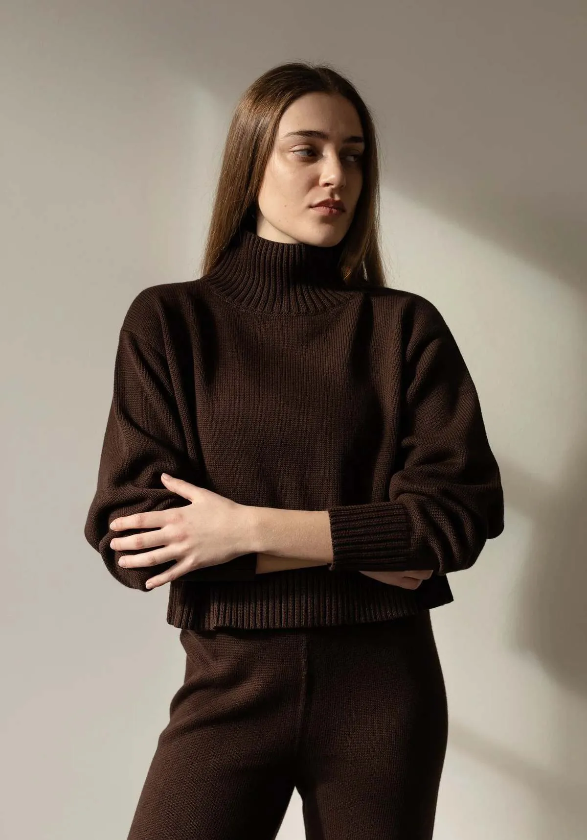 Crop Turtleneck - Walnut