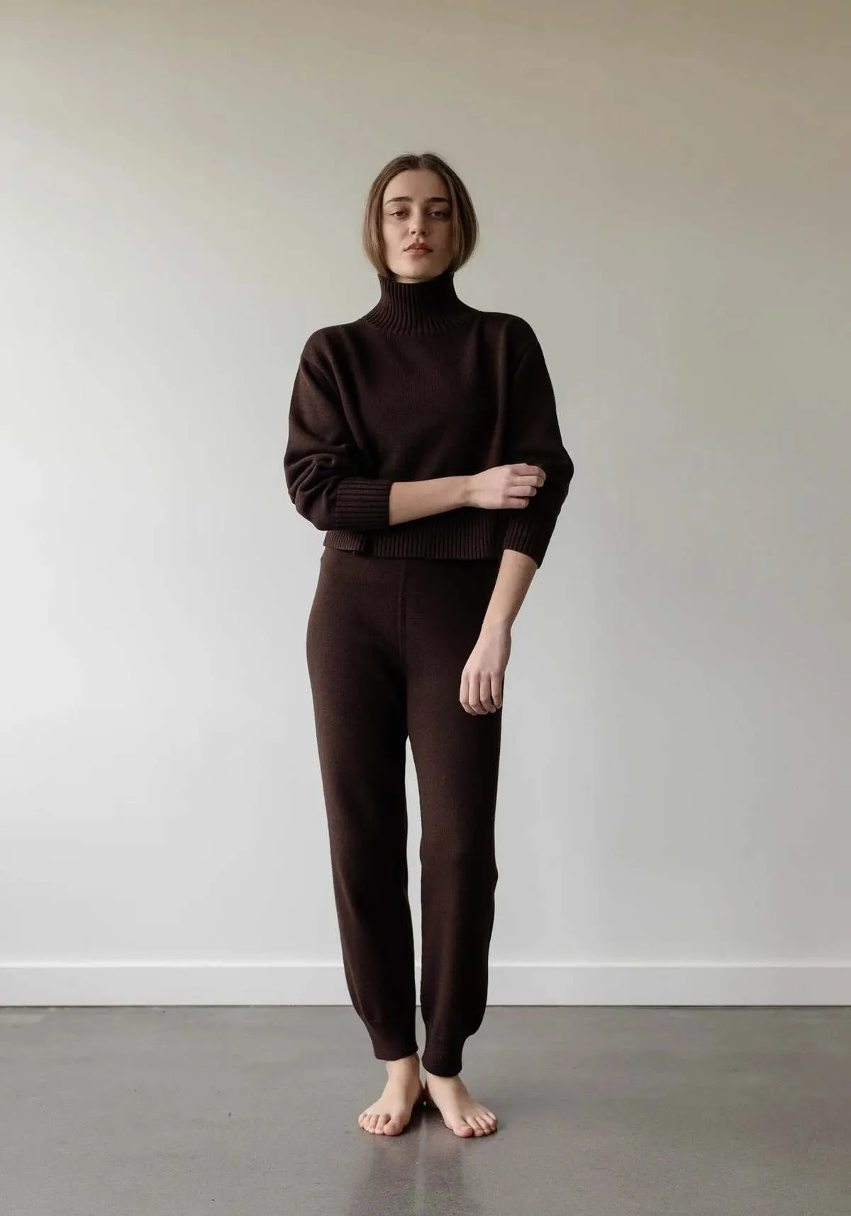 Crop Turtleneck - Walnut