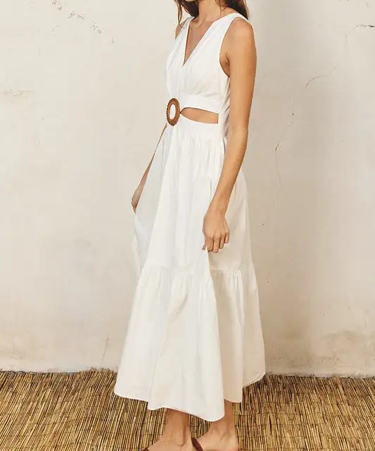 Cut-Out Midi Dress - Ivory