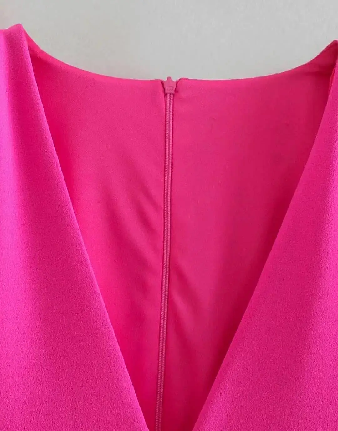 Deep V Neck Cleavage Pink Bodysuit