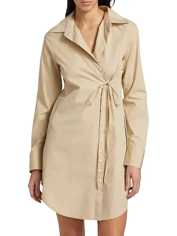 Derek Lam 10 Crosby Cindy Long Sleeve Shirt Dress Safari