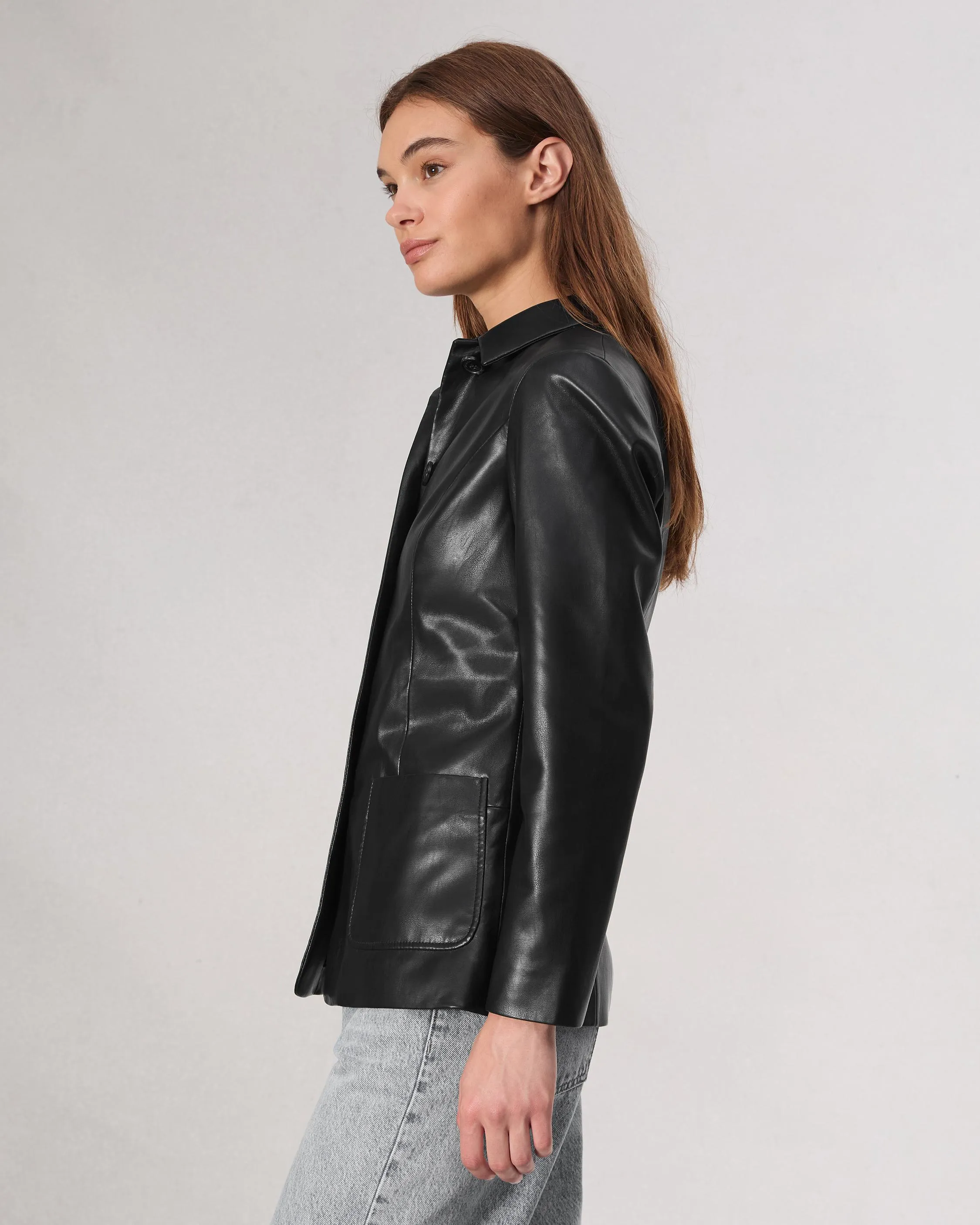 Drew Faux Leather Blazer