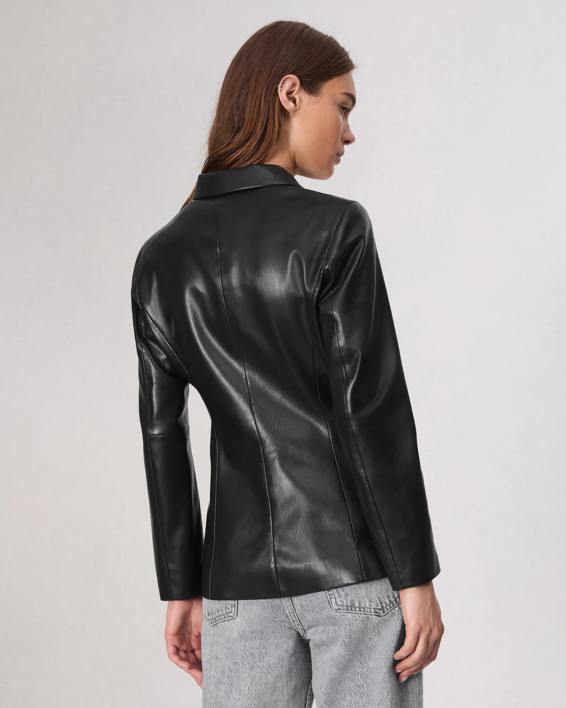 Drew Faux Leather Blazer