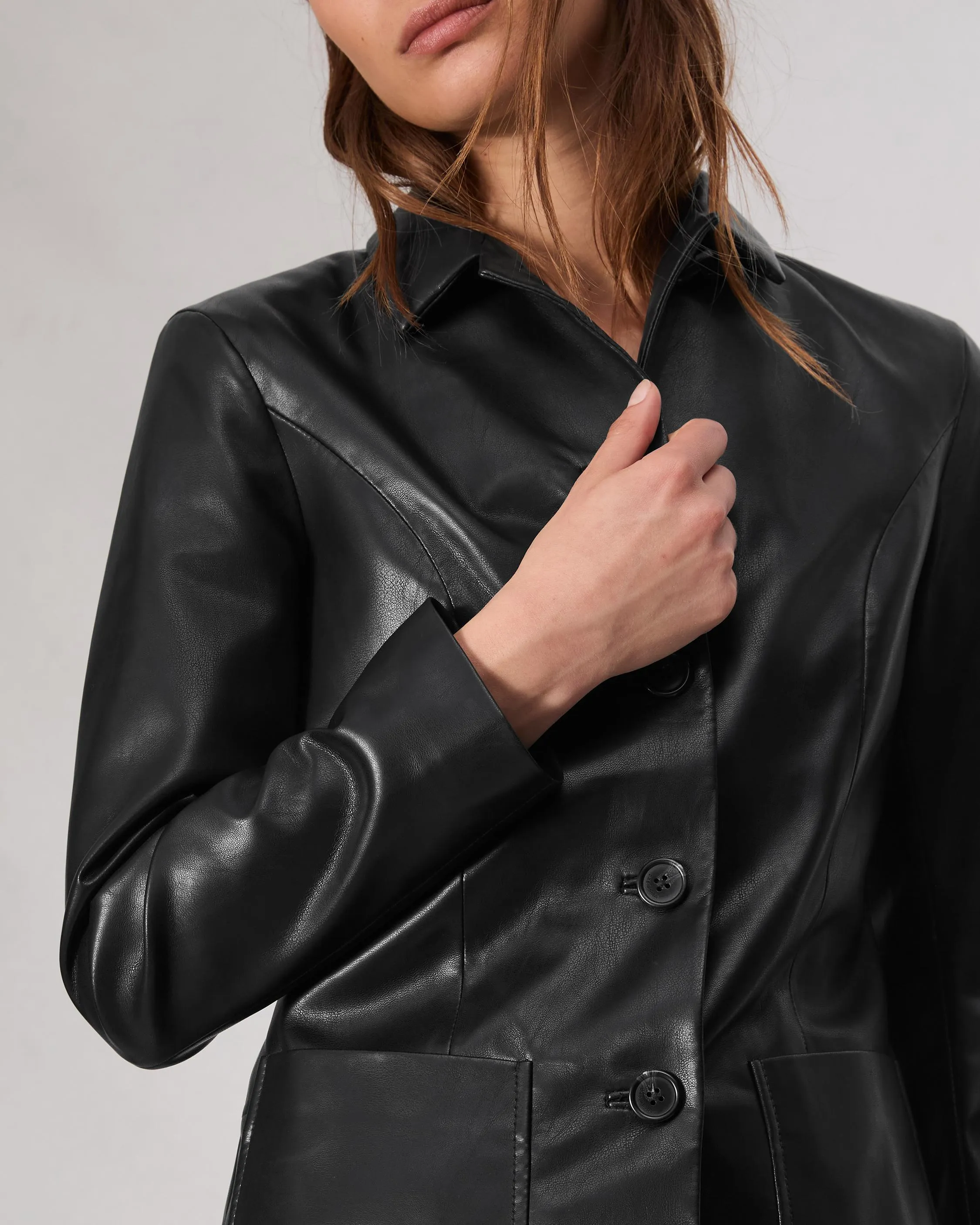 Drew Faux Leather Blazer