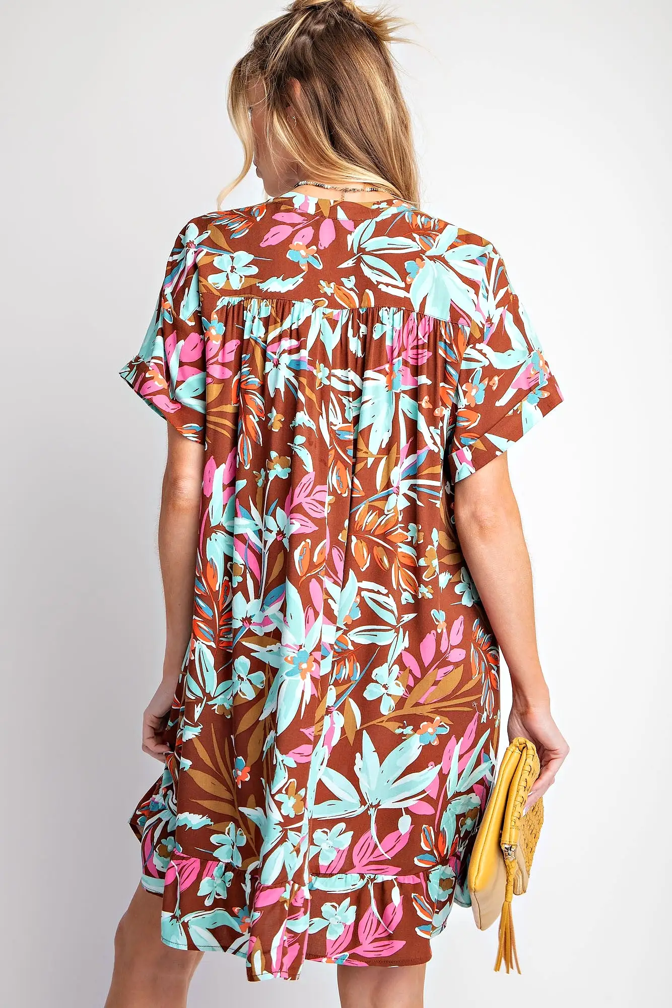 Easel Printed Rayon Challis Woven Dress