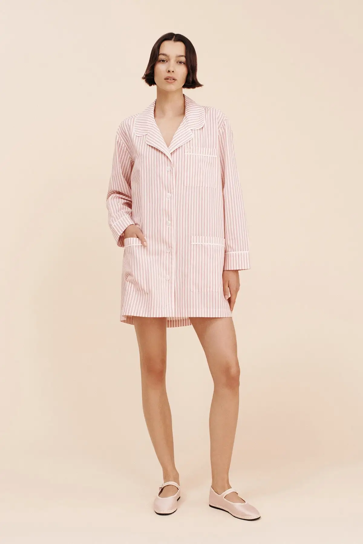 EDIE SHIRT DRESS - STRAWBERRY STRIPE