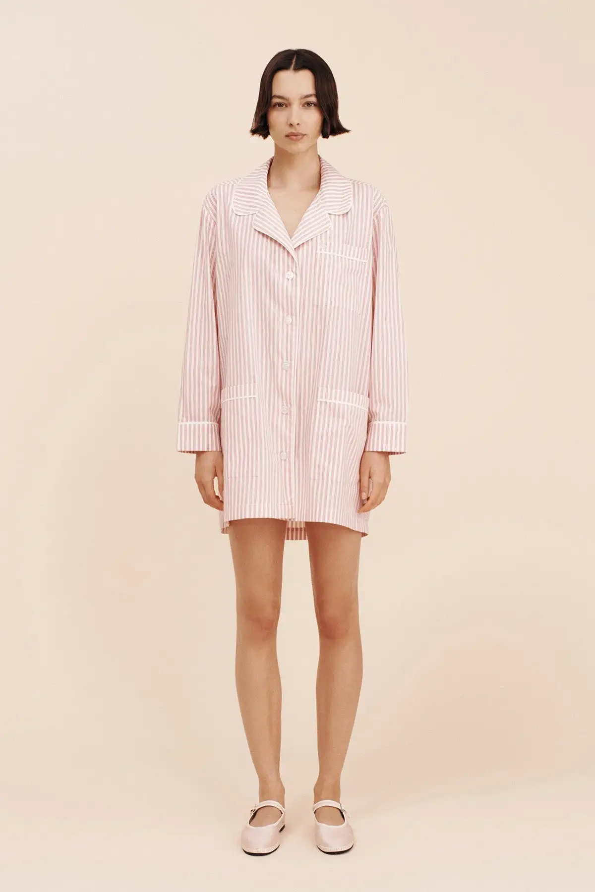 EDIE SHIRT DRESS - STRAWBERRY STRIPE