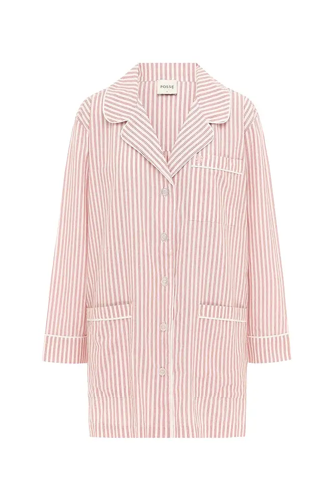 EDIE SHIRT DRESS - STRAWBERRY STRIPE