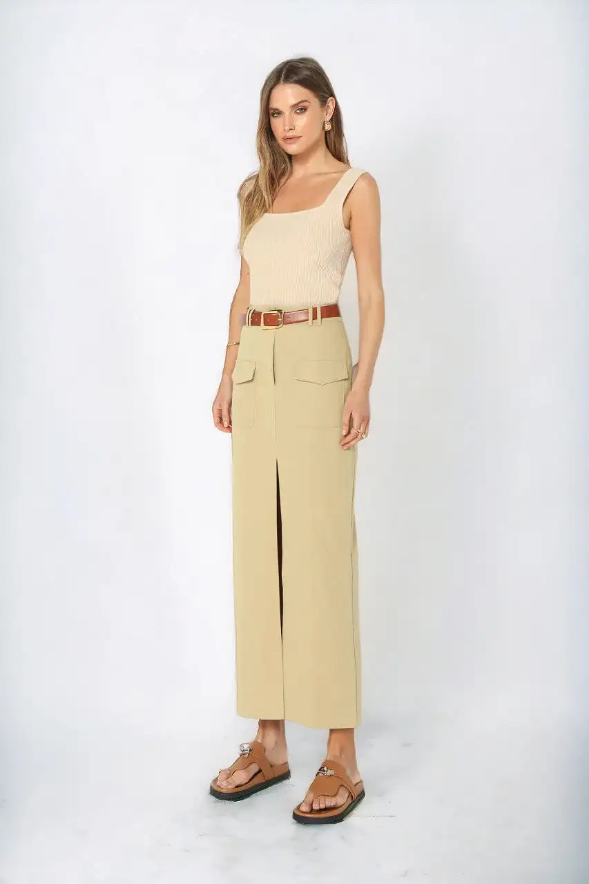 Evan Midi Skirt | Moss